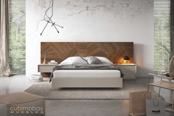 dormitorio moderno nogal-piedra loft - cubimobax
